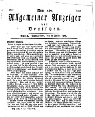 Allgemeiner Anzeiger der Deutschen Samstag 22. Juli 1815