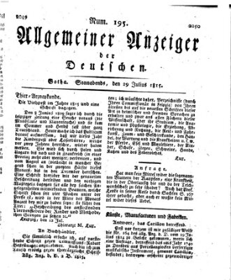 Allgemeiner Anzeiger der Deutschen Samstag 29. Juli 1815