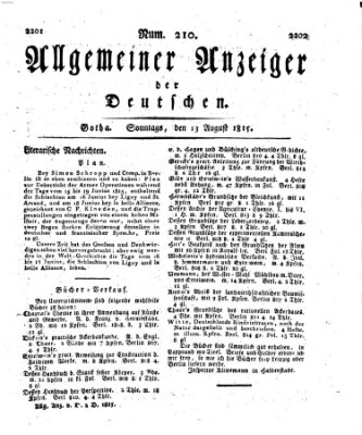 Allgemeiner Anzeiger der Deutschen Sonntag 13. August 1815