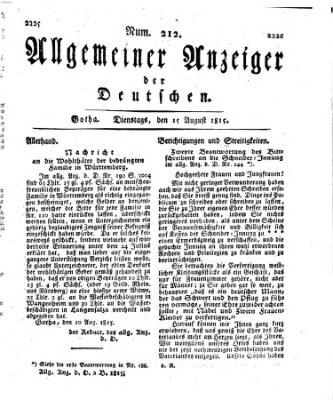 Allgemeiner Anzeiger der Deutschen Dienstag 15. August 1815