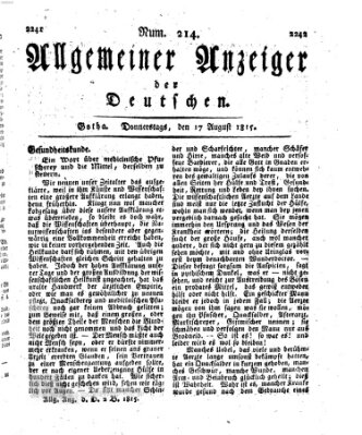 Allgemeiner Anzeiger der Deutschen Donnerstag 17. August 1815