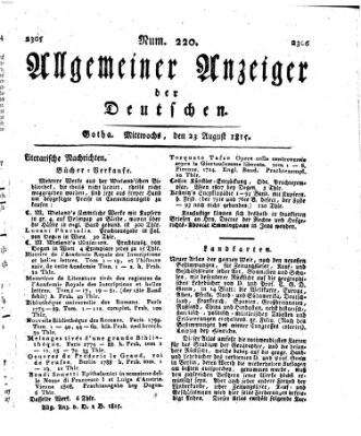 Allgemeiner Anzeiger der Deutschen Mittwoch 23. August 1815