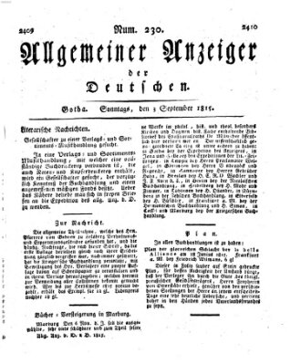 Allgemeiner Anzeiger der Deutschen Sonntag 3. September 1815