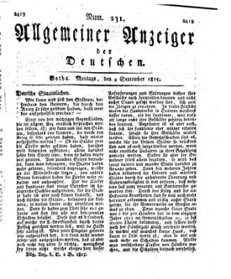 Allgemeiner Anzeiger der Deutschen Montag 4. September 1815