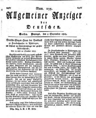 Allgemeiner Anzeiger der Deutschen Freitag 8. September 1815