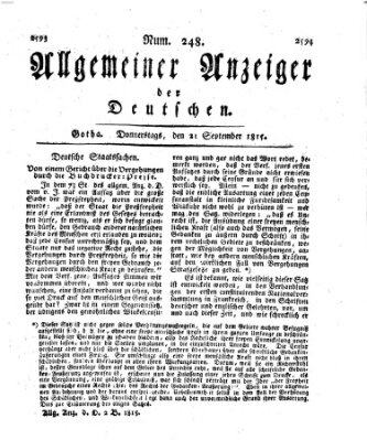 Allgemeiner Anzeiger der Deutschen Donnerstag 21. September 1815