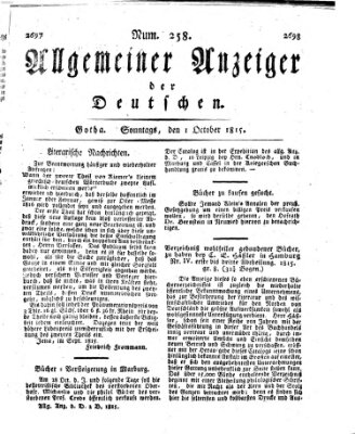 Allgemeiner Anzeiger der Deutschen Sonntag 1. Oktober 1815