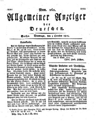 Allgemeiner Anzeiger der Deutschen Dienstag 3. Oktober 1815