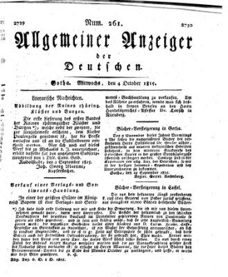 Allgemeiner Anzeiger der Deutschen Mittwoch 4. Oktober 1815