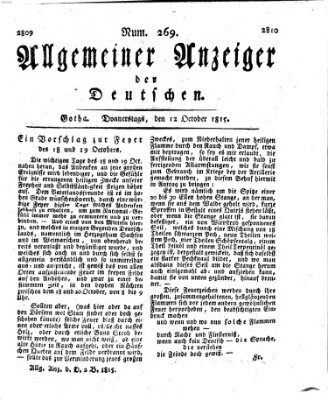 Allgemeiner Anzeiger der Deutschen Donnerstag 12. Oktober 1815