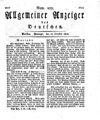 Allgemeiner Anzeiger der Deutschen Freitag 20. Oktober 1815