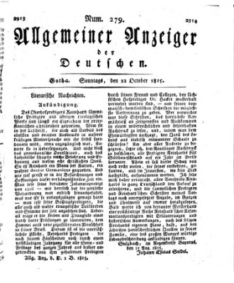 Allgemeiner Anzeiger der Deutschen Sonntag 22. Oktober 1815