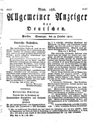 Allgemeiner Anzeiger der Deutschen Sonntag 29. Oktober 1815