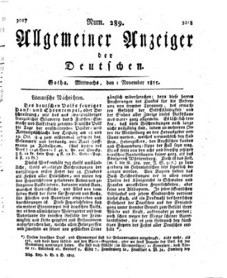 Allgemeiner Anzeiger der Deutschen Mittwoch 1. November 1815