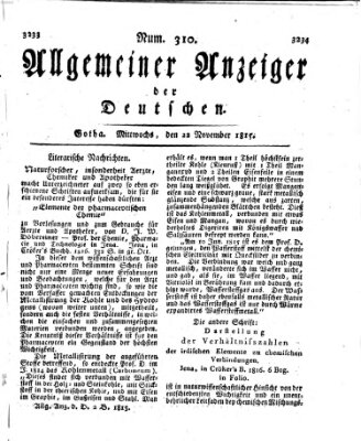 Allgemeiner Anzeiger der Deutschen Mittwoch 22. November 1815