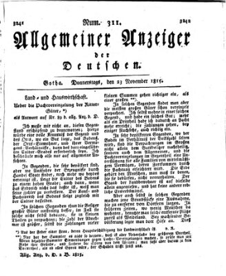 Allgemeiner Anzeiger der Deutschen Donnerstag 23. November 1815