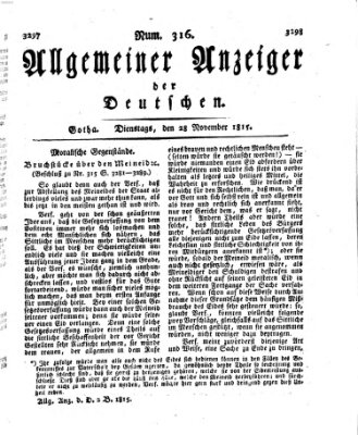 Allgemeiner Anzeiger der Deutschen Dienstag 28. November 1815