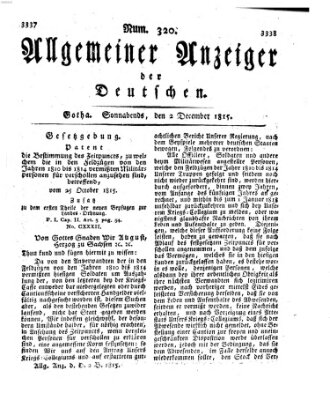 Allgemeiner Anzeiger der Deutschen Samstag 2. Dezember 1815