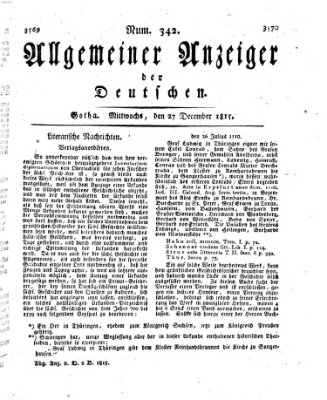 Allgemeiner Anzeiger der Deutschen Mittwoch 27. Dezember 1815