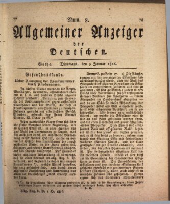 Allgemeiner Anzeiger der Deutschen Dienstag 9. Januar 1816