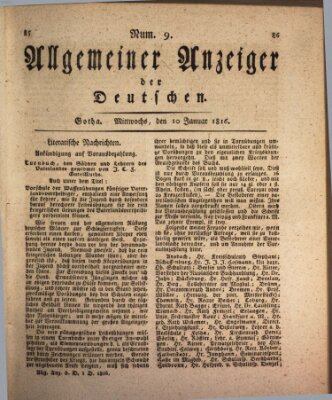 Allgemeiner Anzeiger der Deutschen Mittwoch 10. Januar 1816