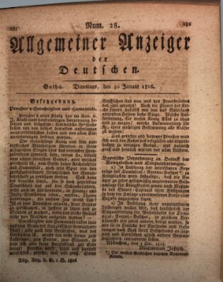 Allgemeiner Anzeiger der Deutschen Dienstag 30. Januar 1816