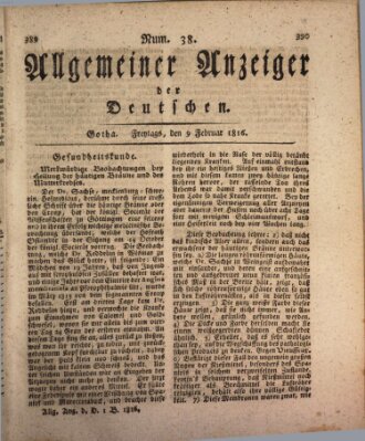 Allgemeiner Anzeiger der Deutschen Freitag 9. Februar 1816