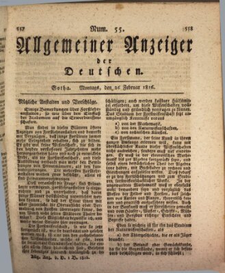 Allgemeiner Anzeiger der Deutschen Montag 26. Februar 1816