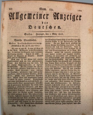 Allgemeiner Anzeiger der Deutschen Freitag 1. März 1816