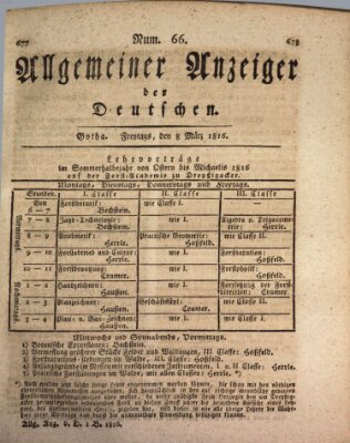 Allgemeiner Anzeiger der Deutschen Freitag 8. März 1816