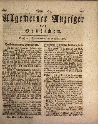 Allgemeiner Anzeiger der Deutschen Samstag 9. März 1816