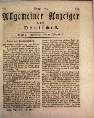 Allgemeiner Anzeiger der Deutschen Dienstag 12. März 1816