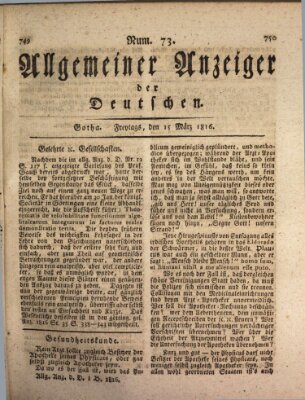 Allgemeiner Anzeiger der Deutschen Freitag 15. März 1816