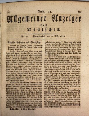 Allgemeiner Anzeiger der Deutschen Samstag 16. März 1816