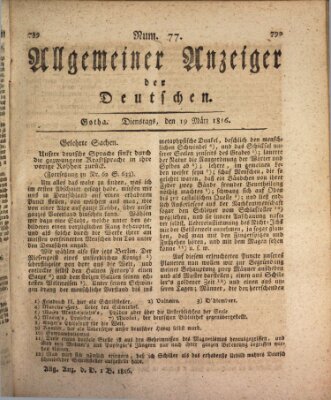 Allgemeiner Anzeiger der Deutschen Dienstag 19. März 1816