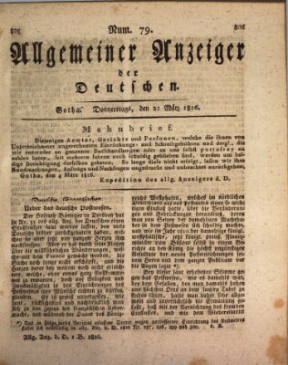 Allgemeiner Anzeiger der Deutschen Donnerstag 21. März 1816