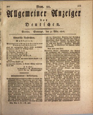 Allgemeiner Anzeiger der Deutschen Sonntag 31. März 1816