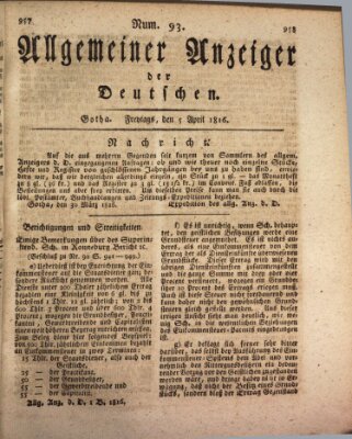 Allgemeiner Anzeiger der Deutschen Freitag 5. April 1816