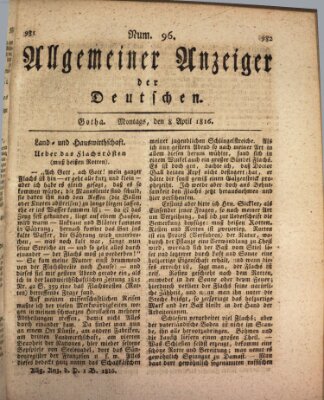 Allgemeiner Anzeiger der Deutschen Montag 8. April 1816
