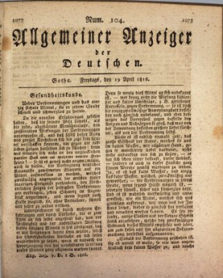 Allgemeiner Anzeiger der Deutschen Freitag 19. April 1816