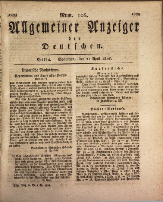 Allgemeiner Anzeiger der Deutschen Sonntag 21. April 1816