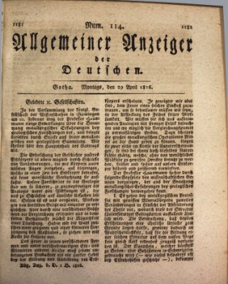 Allgemeiner Anzeiger der Deutschen Montag 29. April 1816