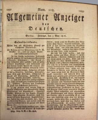 Allgemeiner Anzeiger der Deutschen Freitag 3. Mai 1816