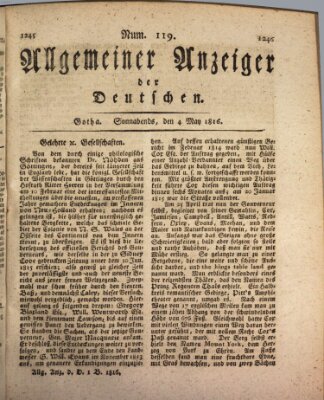 Allgemeiner Anzeiger der Deutschen Samstag 4. Mai 1816