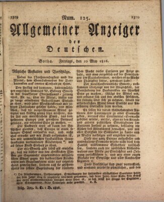 Allgemeiner Anzeiger der Deutschen Freitag 10. Mai 1816