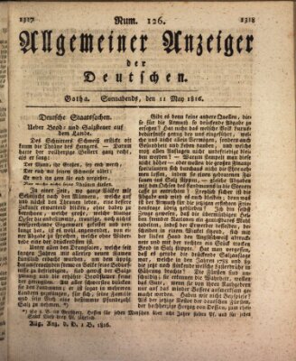 Allgemeiner Anzeiger der Deutschen Samstag 11. Mai 1816