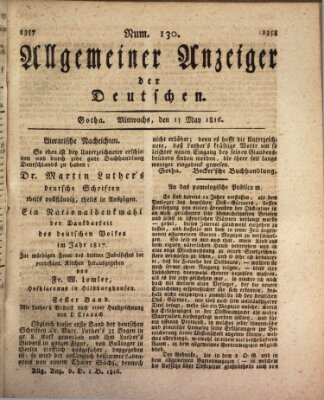 Allgemeiner Anzeiger der Deutschen Mittwoch 15. Mai 1816