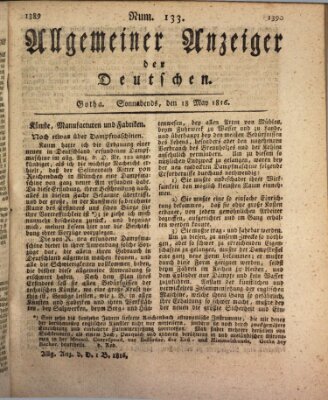 Allgemeiner Anzeiger der Deutschen Samstag 18. Mai 1816