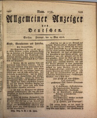 Allgemeiner Anzeiger der Deutschen Freitag 24. Mai 1816