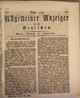 Allgemeiner Anzeiger der Deutschen Dienstag 11. Juni 1816